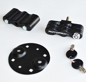 LOX Pack Mount with keys and attachment accessories set out on a white background