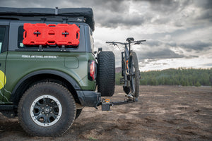 profile view of RambleSwing swing away hitch on a Ford Bronco