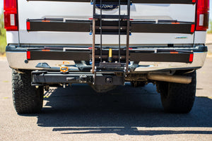 RambleSwing swing away hitch carrying bike rack on a Ford F150