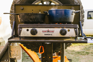 Hitch-mounted camp table