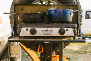 Hitch-mounted camp table