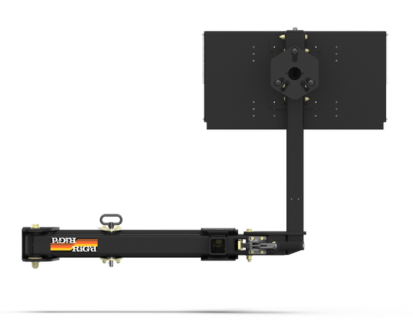 Off-Set HitchingPost® on a RambleSwing Pro with a table on a white background