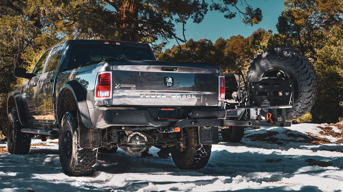 ram power wagon swing hitch tire carrier