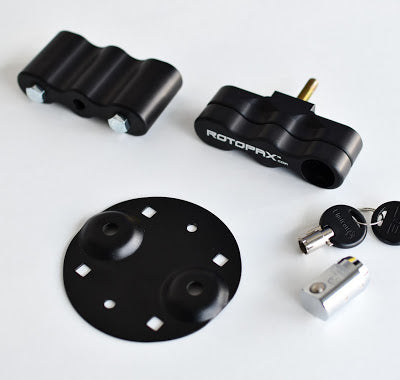 LOX Pack Mount with keys and attachment accessories set out on a white background 