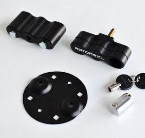 LOX Pack Mount with keys and attachment accessories set out on a white background 