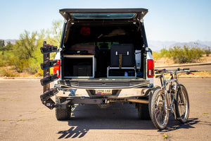 RambleSwing bike rack hitch installed on a Ford F150