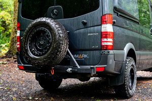 Mercedes Sprinter offroad swing-out tire carrier hitch rack