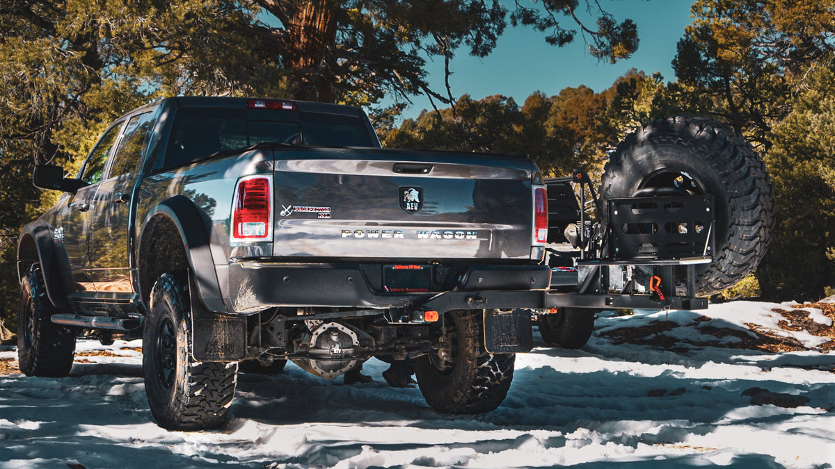 ram power wagon swing hitch tire carrier